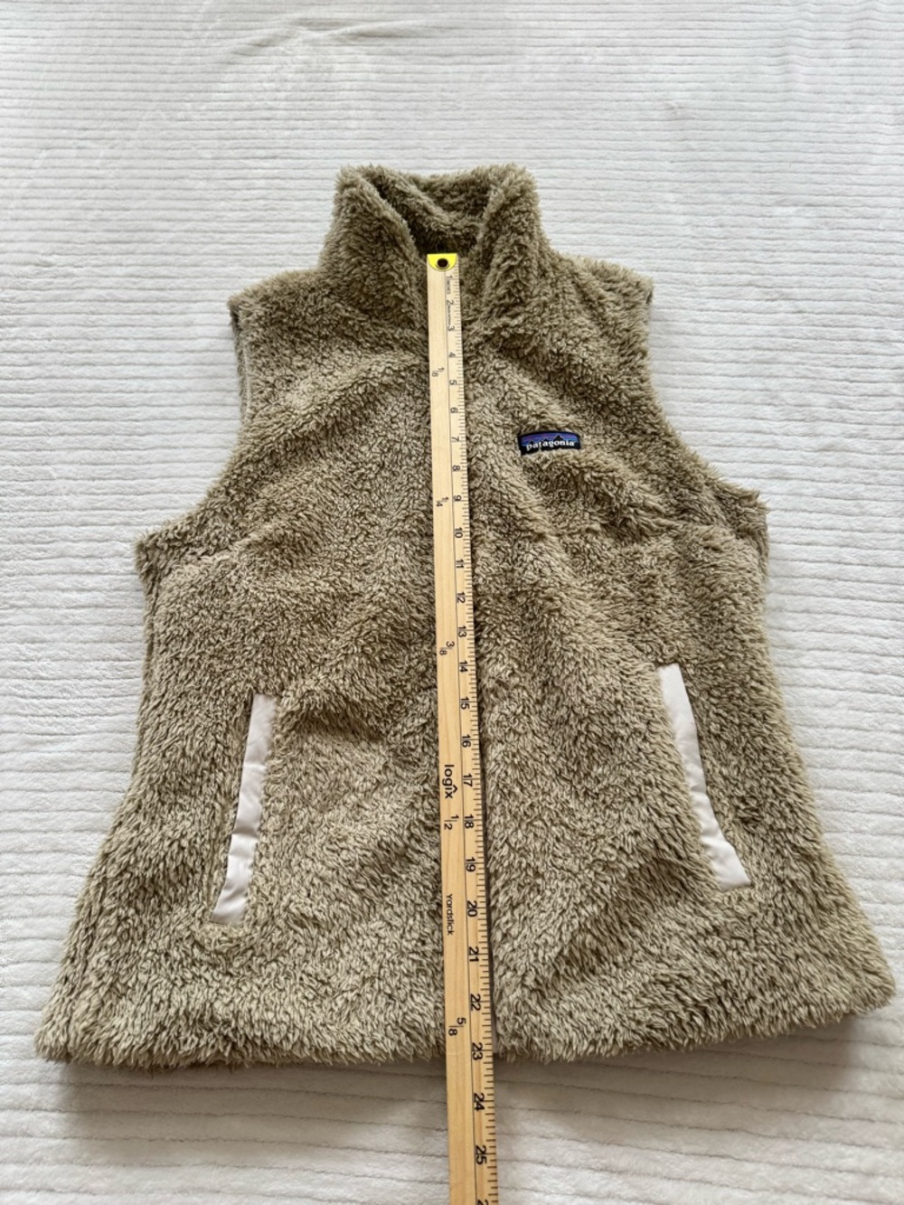 Patagonia Beige Taupe Sherpa Fleece Vest with Zip - Picture 10 of 11
